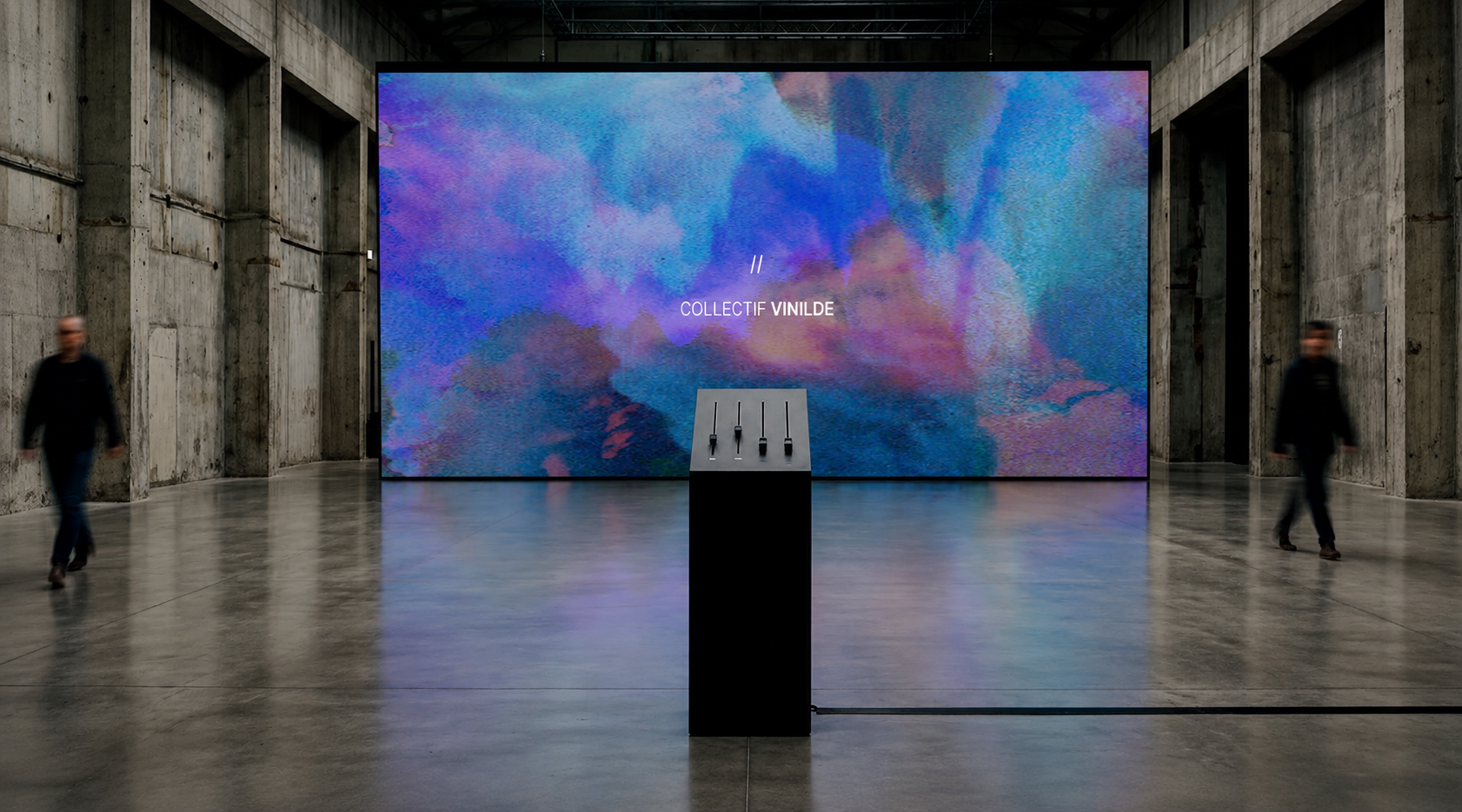 installation ethomorphee vue exposition écran led console